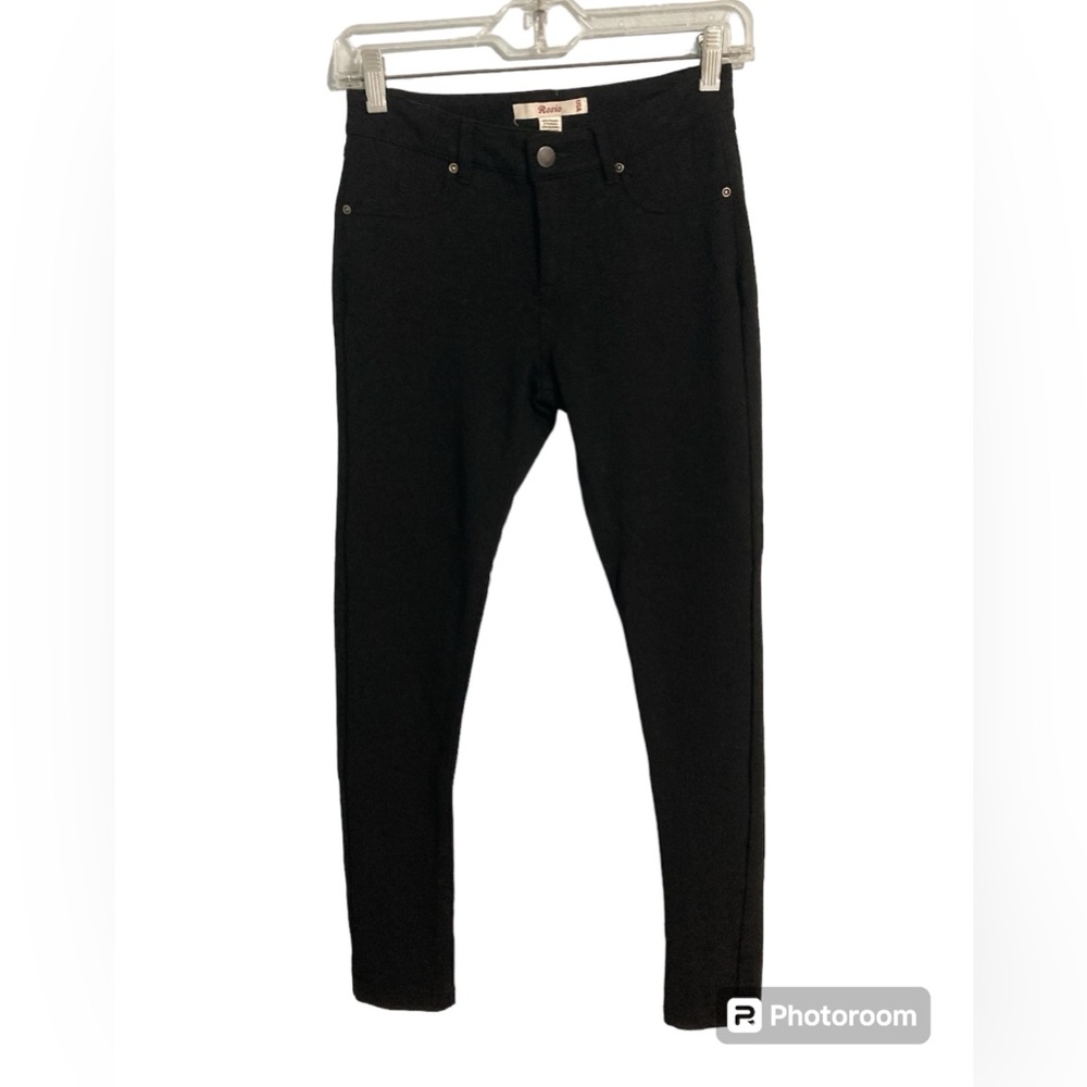 Rosie black skinny leggings button zip fly ladies pants Size M